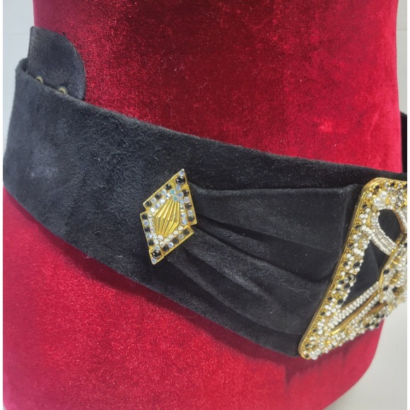 Ermine Beverly Hills Black Suede Wide Waist Belt Crystal Pearl Buckle Austria 80 main image 16